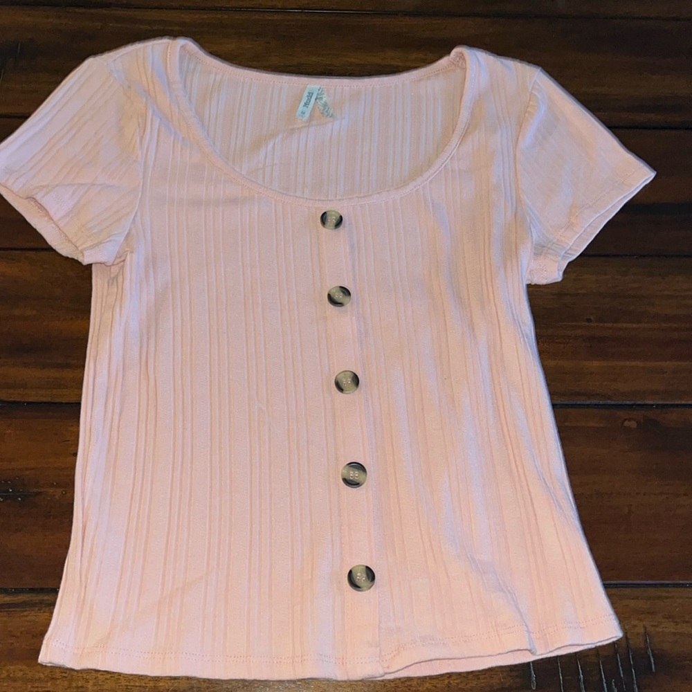 mudd pink button down top size medium